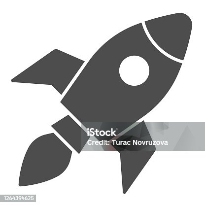 istock Rocket solid icon, Coworking concept, Start up business sign on white background, Rocket launch icon in glyph style for mobile concept and web design. Vector graphics. 1264394625