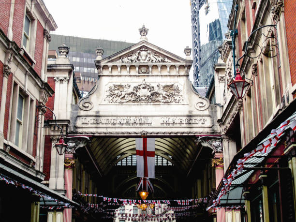 London Leadenhall Market, Langbourn, City of London  in London, England, UK borough market stock pictures, royalty-free photos & images