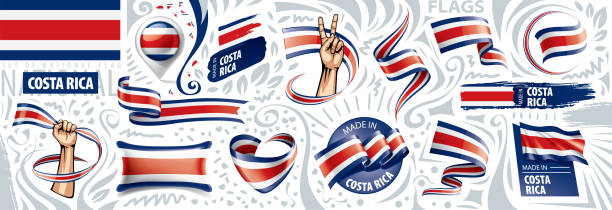 다양한 크리에이티브 디자인에서 코스타리카의 국기의 벡터 세트 - costa rica stock illustrations