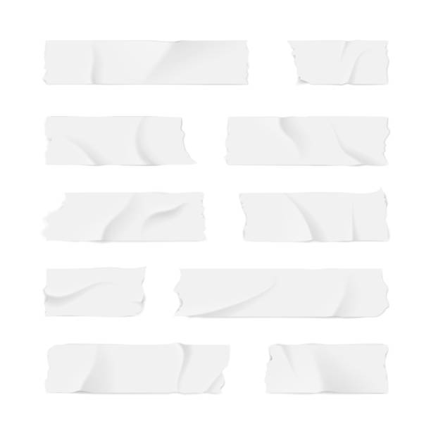 ilustrações, clipart, desenhos animados e ícones de conjunto de fitas adesivas detalhadas e mascaradas realistas. vetor - adhesive bandage bandage vector computer graphic