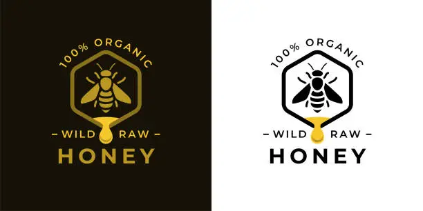 Vector illustration of Organic honey bee label icon