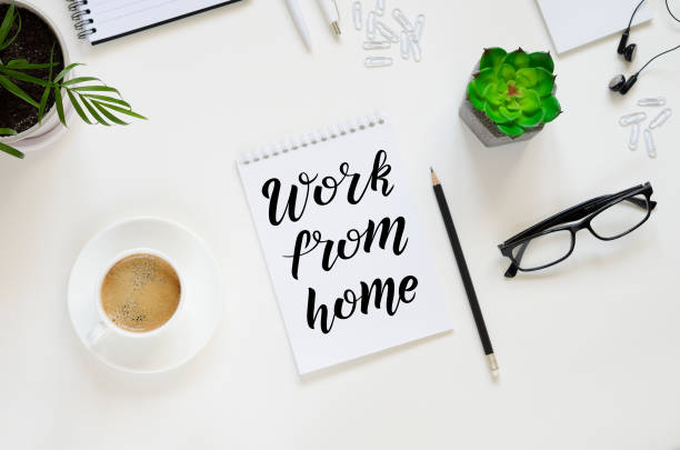istock Workspace with pen, paper, coffee cup and office supplies. 1264436254