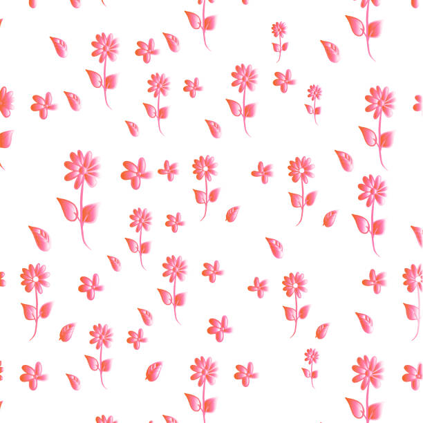 Pink gradient daisies ditsy seamless pattern Pink gradient daisies ditsy seamless pattern. Great for summer vintage fabric, scrapbooking, wallpaper, gift wrap. The surface pattern design. voodoo rose stock illustrations