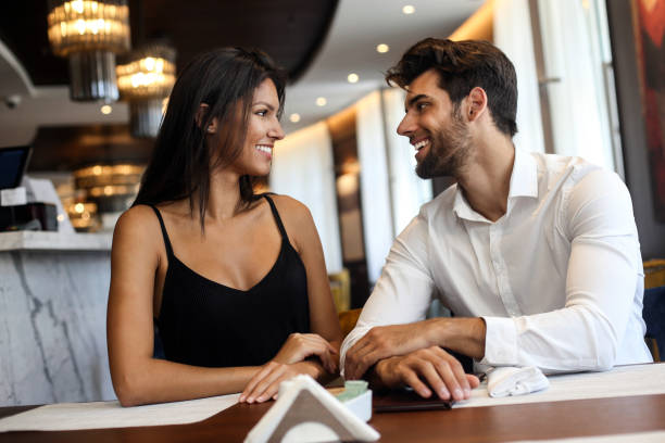 istock Young couple in a restaurant 1264439737