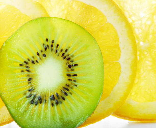istock Sliced oranges and kiwi fruit 1264446287