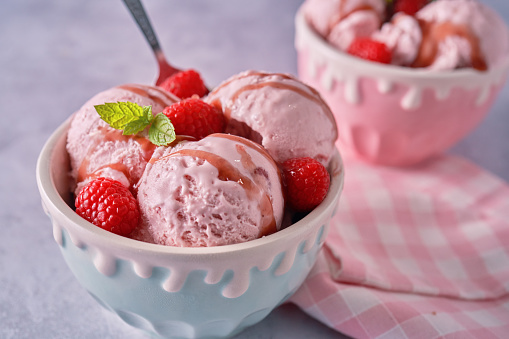 Strawberry Ice Cream with Fresh Strawberries