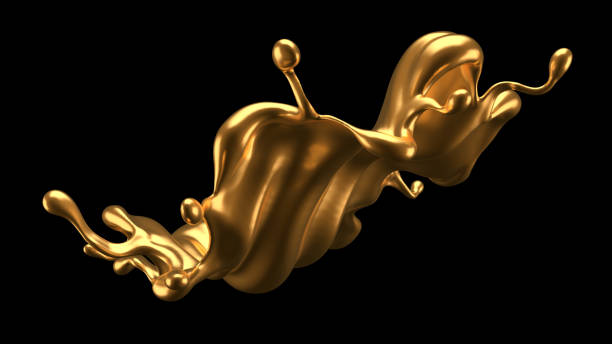 istock Luxury elegant splash liquid gold. 3d illustration, 3d rendering. 1264452302