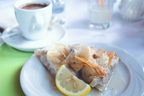 istock Sweet baklava cake with honey syrup and turkish coffee 1264452385