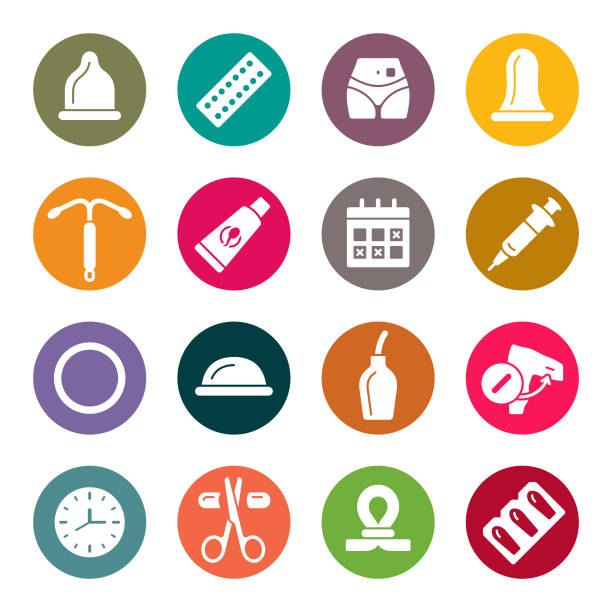 ilustrações de stock, clip art, desenhos animados e ícones de contraception colourful vector icons - contraceção