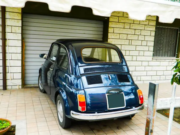 The Fiat is an italian small city car produced by Fiat Automobiles. Vintage italian mini car.
