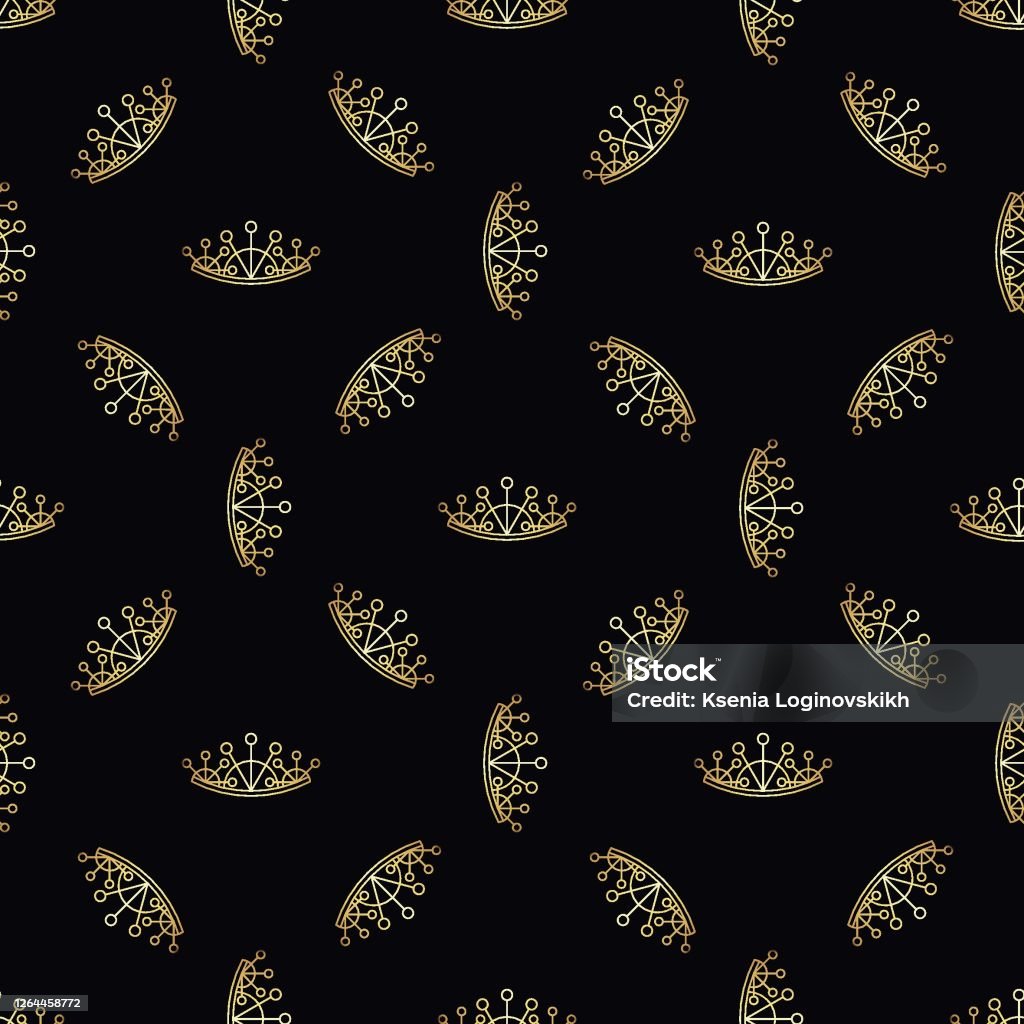 Golden Crown Pattern Golden Geometric Crown Seamless Vector Pattern Stock Illustration ...