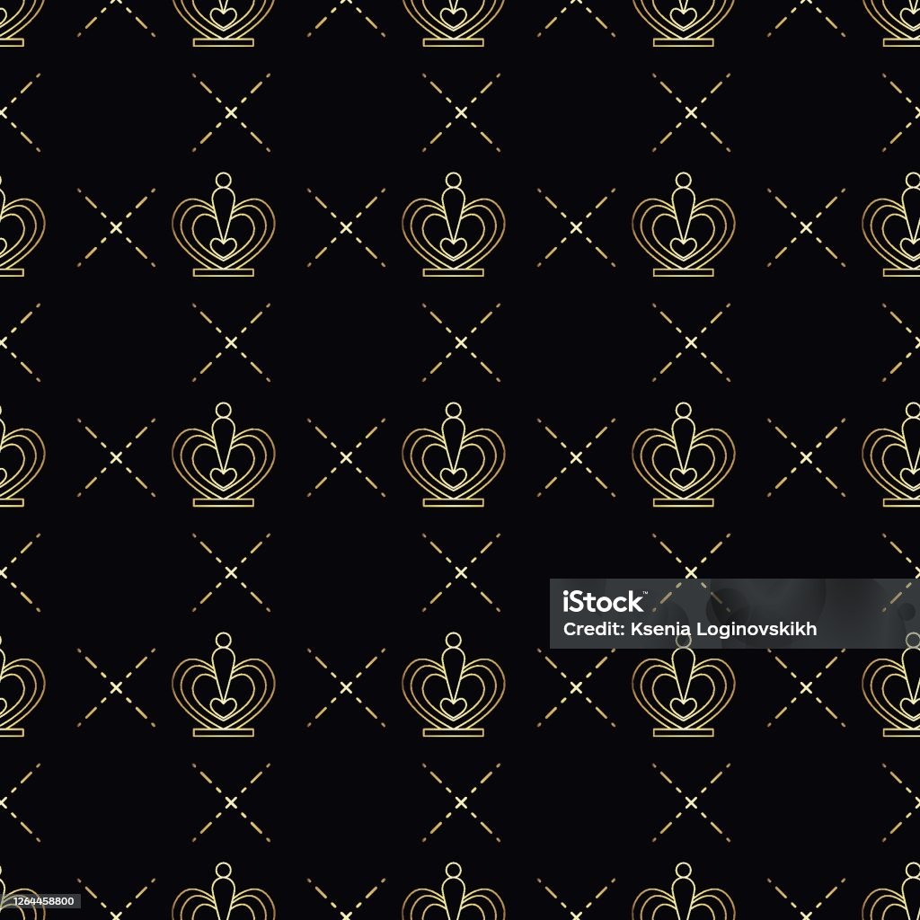 Golden Crown Pattern Golden Geometric Crown Seamless Vector Pattern Stock Illustration ...