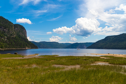 Saguenay Fjord national park Quebec Canada summer landscape of the water and mountains