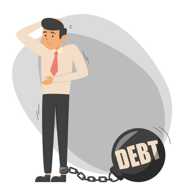 istock Sad worried man chained to the metal 1264461856