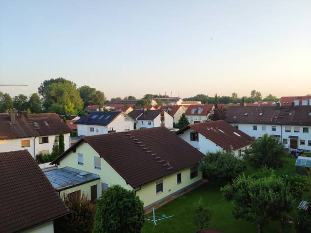 Aerial view over the historic city center and pedestrian zone (Maximiliansrasse) of Bayreuth on a beautiful summer day
