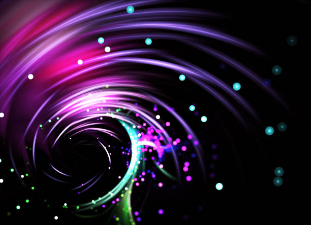 istock Dynamic curves ands blur pattern. Fractal graphics. Science and technology concept, bokeh 1264466693