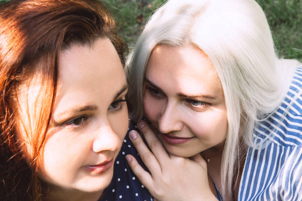 istock The women look at each other. Close up 1264469009