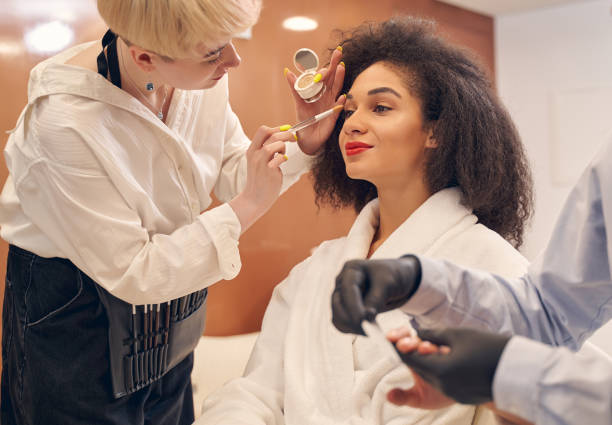 istock Charming Afro American woman during beauty preparations 1264469340