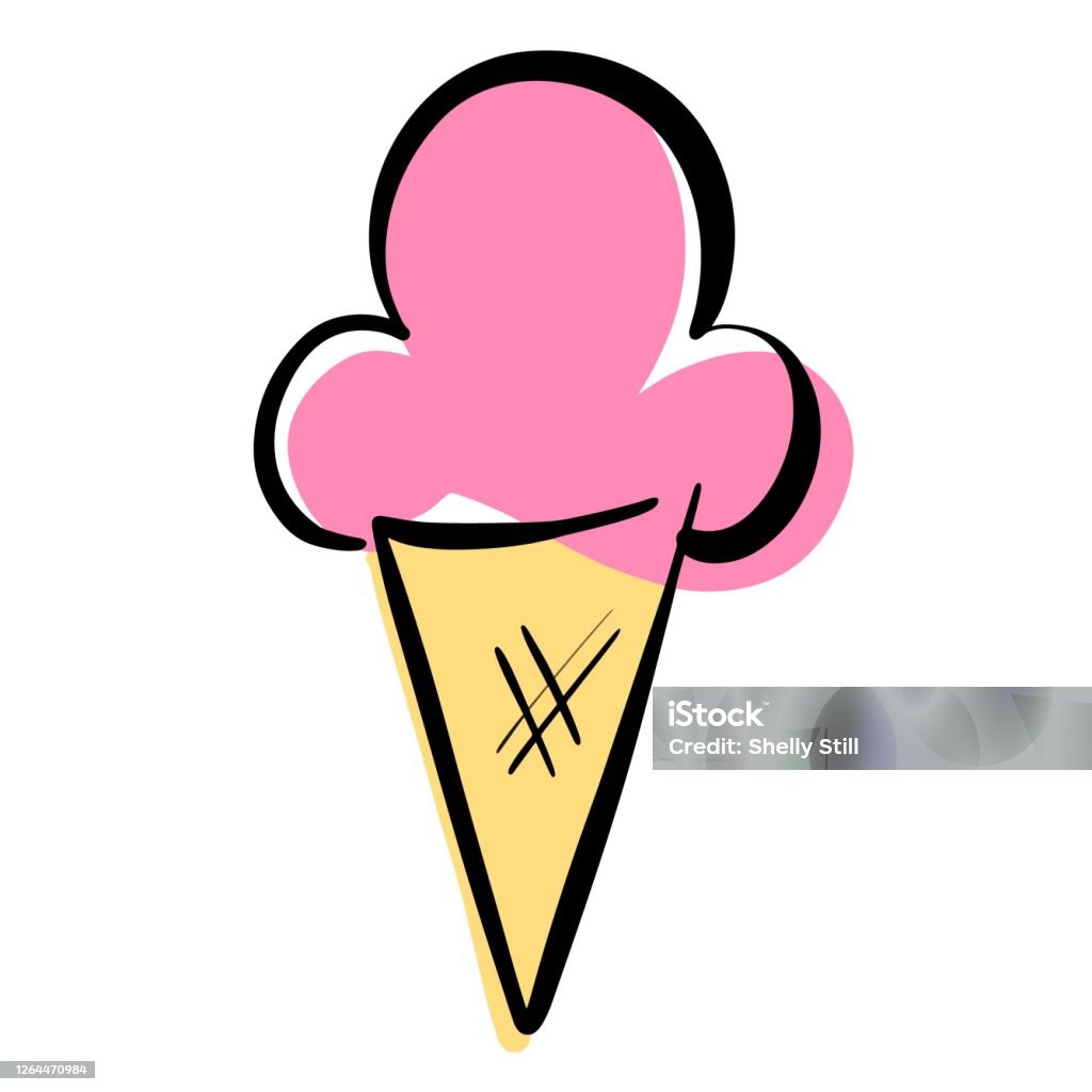 Ilustración de Helado De Dibujos Animados En Una Ilustración Vectorial De  Cono y más Vectores Libres de Derechos de Barquilla de helado - iStock