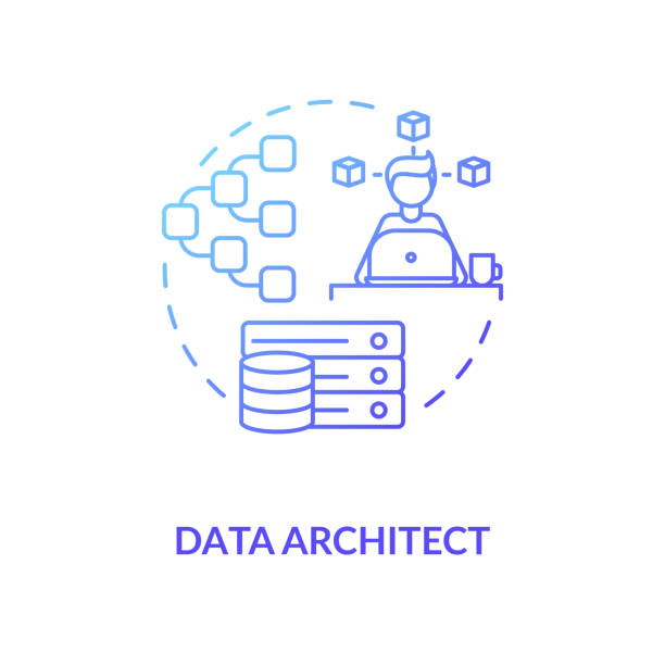 datenarchitekt blu gradientenkonzept-symbol. it-experte - architekt stock-grafiken, -clipart, -cartoons und -symbole