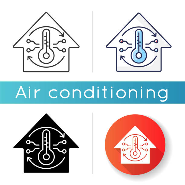 stockillustraties, clipart, cartoons en iconen met centraal pictogram airconditioning - central heating