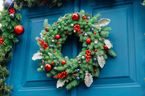 istock Christmas decor of the front door. 1264482367