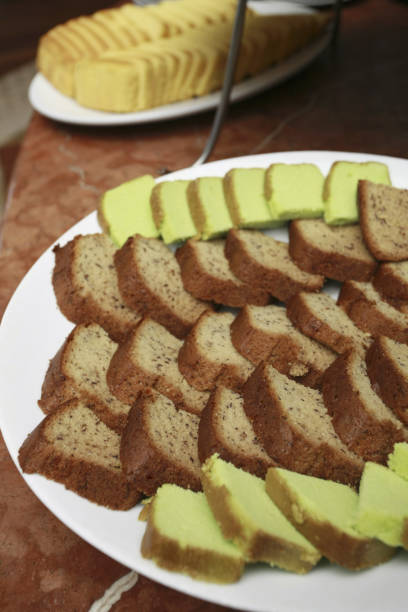 istock Slices of pandan and chocolate cake 1264482381