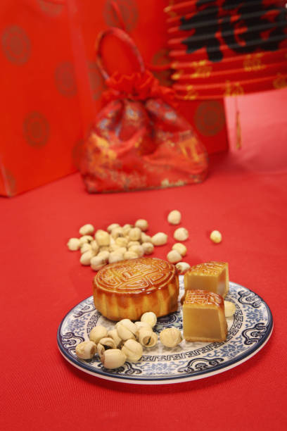 istock Mooncakes and some lotus lily bulbs 1264483602