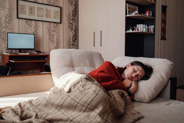 istock Sick and Flu Woman. Caught Cold. Woman feeling cold 1264484095