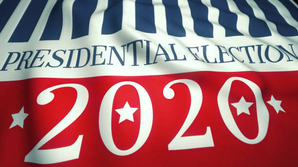 Presidential campaign 2020, waving flag with USA colors, stars and stripes, election 2020 in United States stock photo