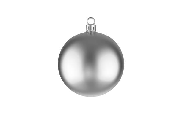 istock Silver Christmas ball mockup template on isolated white background, 3d illustration 1264490331