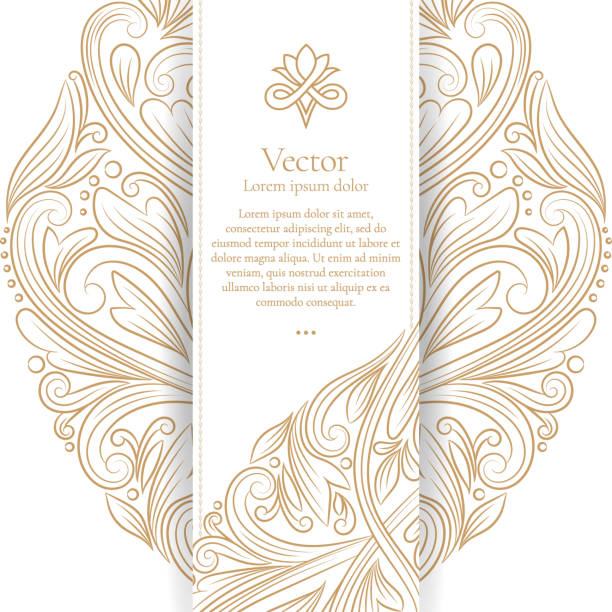White luxury invitation card design. Vintage ornament template. Can be used for background and wallpaper. Elegant and classic vector elements great for decoration. Vector illustration arabic style stock illustrations
