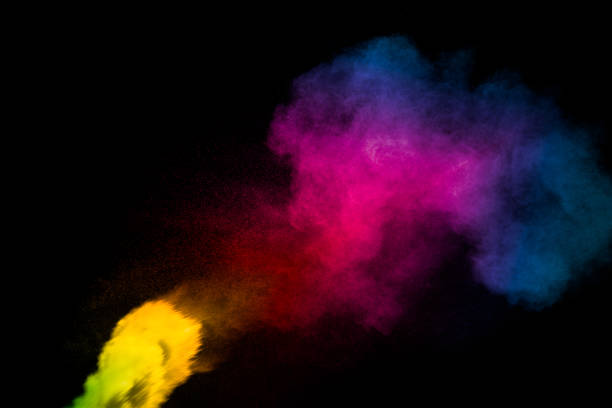 istock Launched multicolored powder on black background.Color powder explosion.Colorful dust splashing. 1264490600