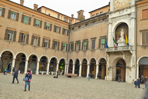 Modena, Emilia-Romagna, Italy - February 08, 2014: General view of the town hall in the main square of Modena