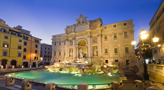 The Fountain of Monte Cavallo in Piazza del Quirinale (Quirinale Square) in Rome, Lazio Province, Italy.