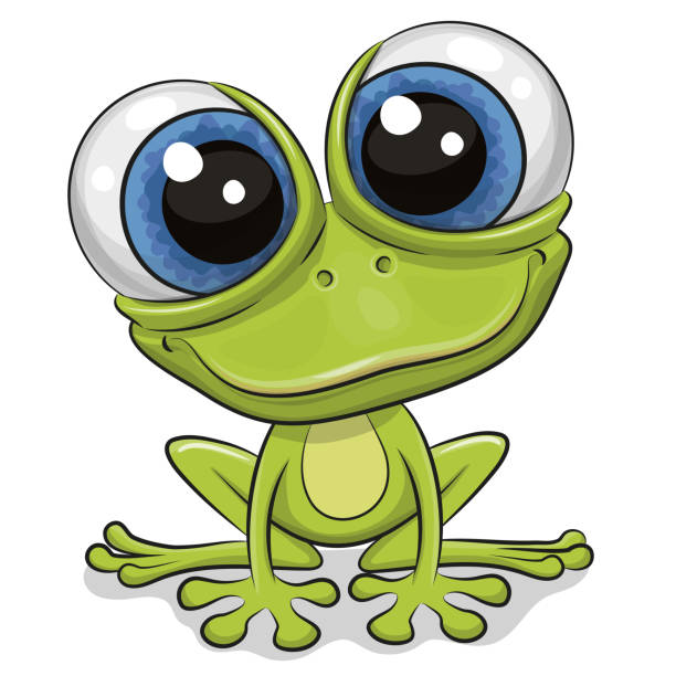 ilustrações de stock, clip art, desenhos animados e ícones de cartoon frog isolated on a white background - smirking