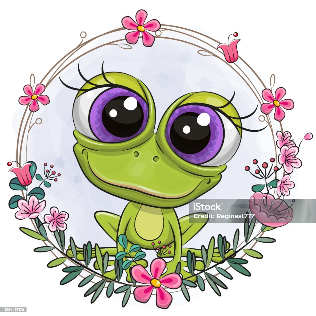 Ilustración de Bonita Rana De Dibujos Animados Con Una Corona De Flores y más Vectores Libres de Derechos de Alegre - iStock Ilustración de Bonita Rana De Dibujos Animados Con Una Corona De Flores y más Vectores Libres de Derechos de Alegre - iStock