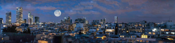 istock Panoramic view of full moon over Tel Aviv 1264501002