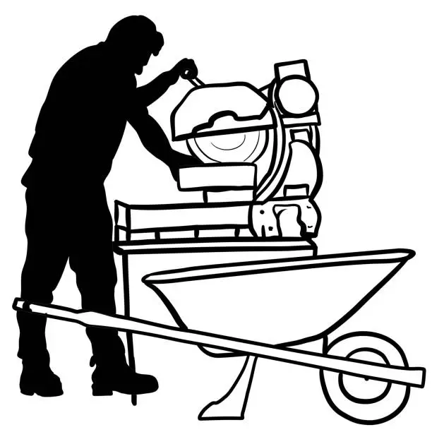 Vector illustration of Brick Saw Silhouette