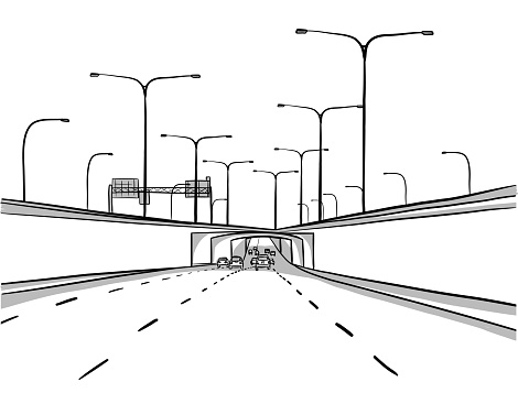 A head on view of a highway underpass