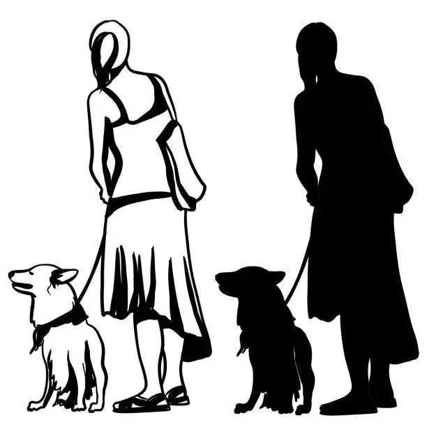 Vector illustration of Woman's Best Friend Silhouette