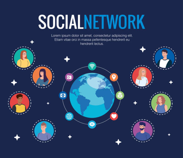 istock poster of social network, people connected for digital, interactive, communicate and global concept 1264508475