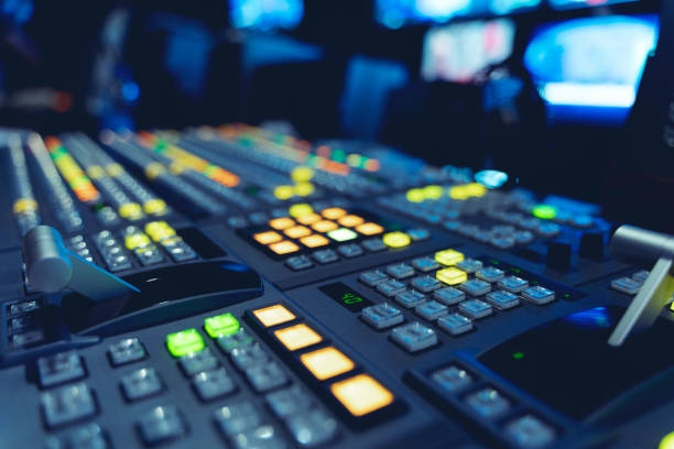 istock Inside an outside broadcasting truck: Video Switcher 1264508568