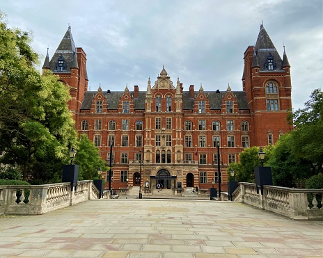 London, United Kingdom - August 4 2020: Royal College of Music building exterior street view, South Kensington