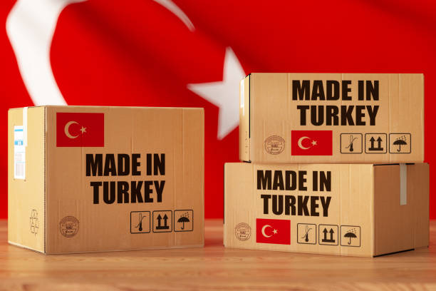 istock Made in Turkey Concept with Cargo Boxes and Turkish Flag 1264510438