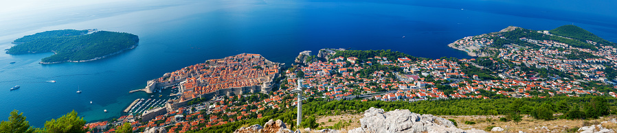 aerial panoramic view of the beautiful Dubrovnik, Croatia