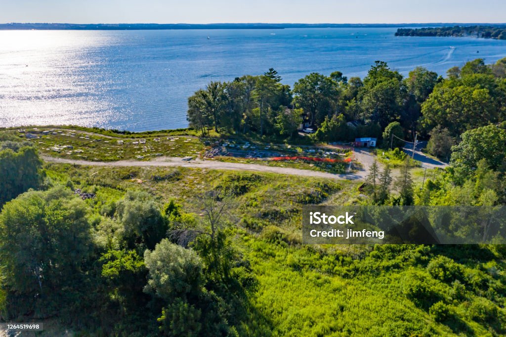 カナダ ケズウィック州シムコー湖のクックズベイでの航空写真 カナダのストックフォトや画像を多数ご用意 カナダ, カナダ オンタリオ州