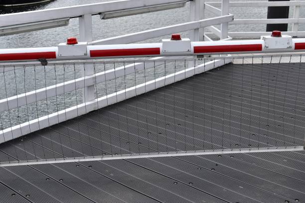istock Different bollards and technical installations of vessel traffic at a port 1264532261