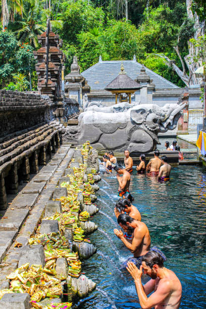 In September 2015, people in Bali were praying and purifying themselves at Tirta Empul temple in Indonesia.