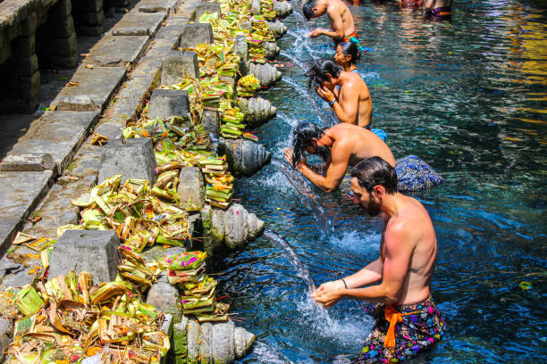 In September 2015, people in Bali were praying and purifying themselves at Tirta Empul temple in Indonesia.